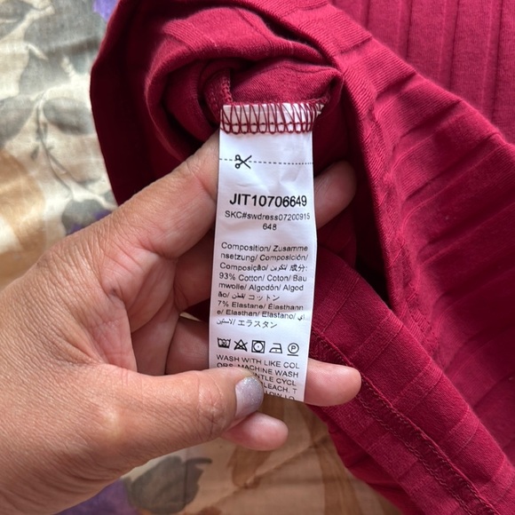 SHEIN Red Ribbed Tie Front Mini Dress - Picture 5 of 5